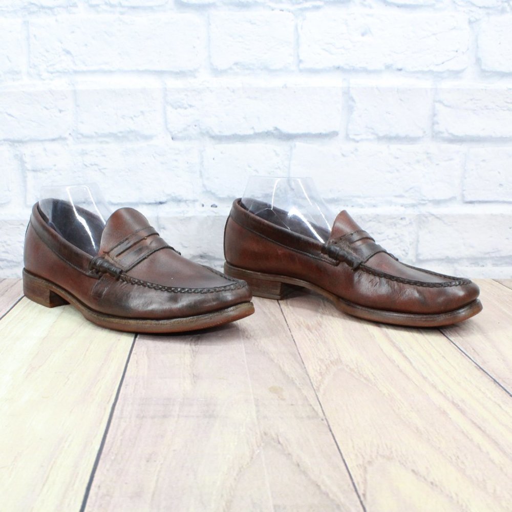 TIMBERLAND Brown Leather Round Toe Slip On Penny Loafer Shoes Size 10 M - Picture 3 of 9